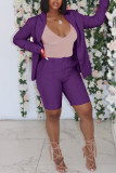 Blue Fashion Casual Solid Cardigan Turndown Collar Long Sleeve Two Pieces
