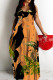 Orange Casual Floral Print Backless Spaghetti Strap Long Dresses