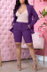 Purple Fashion Casual Solid Cardigan Turndown Collar Long Sleeve Two Pieces