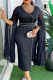 Black Elegant Solid Color Patchwork High Slit Hot Drill Zipper O Neck Long Dresses