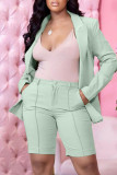 Blue Fashion Casual Solid Cardigan Turndown Collar Long Sleeve Two Pieces
