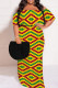 Yellow Red Casual Print Patchwork Off Shoulder Long Plus Size Dresses