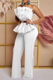 Red Sexy Casual Solid Color Backless With Belt Strapless Bodycon Jumpsuits