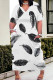 White Grey Casual Print Pocket Patchwork V Neck Straight Plus Size Dresses