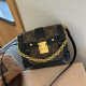 Black Brown Casual Street Letters Patchwork Chains Contrast Bags