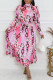 Pink Casual Print Basic Half A Turtleneck Long Sleeve Two Pieces