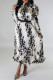 Black Casual Print Basic Half A Turtleneck Long Sleeve Two Pieces
