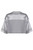 Light Gray Casual Letter Print Patchwork V Neck T-Shirts