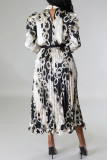 Pink Casual Print Basic Half A Turtleneck Long Sleeve Two Pieces