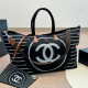 Black Daily Vacation Letters Patchwork Zipper Contrast Bags