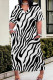 Black And White Casual Print Pocket Patchwork V Neck Straight Plus Size Dresses