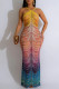 Multi-color Sexy Print Backless Long Dresses