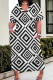 White Casual Print Pocket Patchwork V Neck Straight Plus Size Dresses