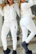 White Casual Letters Pocket Patchwork Zipper Zipper Collar Long Sleeve Two Pieces