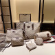 Khaki Casual Street Letters Patchwork Zipper Contrast Bags