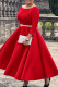 Red Elegant Solid Color Patchwork Zipper O Neck A Line Dresses