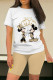 Light Khaki Casual Letters Patchwork Contrast O Neck Short Sleeve Two Pieces