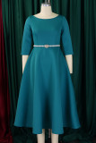 Red Elegant Solid Color Patchwork Zipper O Neck A Line Dresses