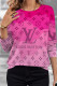 Rose Red Casual Daily Letter Print Contrast O Neck Tops