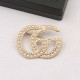 Gold Street Letters Hollow Out Pearls Decor Rhinestone Decor Brooch