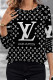 Black Casual Daily Letter Print Contrast O Neck Tops
