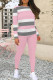 Pink Casual Stripe Patchwork O Neck Long Sleeve Two Pieces