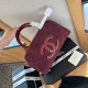 Red Casual Street Letters Patchwork Zipper Bags