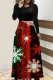 Red Elegant Print Patchwork O Neck Long Dresses