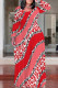 Red Casual Camouflage Print Stripe O Neck Printed Plus Size Dresses