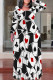 Black And White Casual Camouflage Print Stripe O Neck Printed Plus Size Dresses