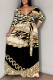 Leopard Print Casual Flowers Stripe Chain print Lace Up Contrast V Neck Printed Plus Size Dresses
