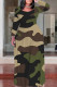 Camouflage Casual Camouflage Print Stripe O Neck Printed Plus Size Dresses