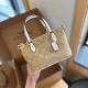 Light Khaki Casual Daily Letters Patchwork Zipper Contrast Bags