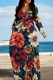 Multicolor Elegant Print Pocket Patchwork O Neck Long Dresses