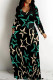 Green Casual Colorblock Floral Print The stars Pocket Contrast O Neck Printed Dresses