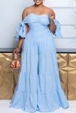 White Sexy Casual Solid Color Backless Belted Off Shoulder Fitted Jumpsuits
