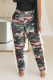 Camouflage Casual Print Fringed Trim Buttons Patchwork Zipper Loose Mid Waist Conventional Patchwork Bottoms