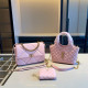 Pink Daily Celebrities Letters Metal Accessories Trim Chains Texture Bags