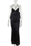 Pink Sexy Solid Color Patchwork Backless Bow Decor Spaghetti Strap Sling Dresses