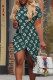 Green Casual Street Letter Print Irregular Contrast O Neck Irregular Short Sleeve Dress