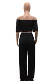 Orange Fashion Casual asymmetrical Solid Bandage Loose Two-piece Pants Set