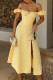Yellow Elegant Solid Color Patchwork Backless High Slit Off Shoulder Long Dresses