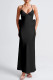 Black Sexy Solid Color Patchwork Backless Bow Decor Spaghetti Strap Sling Dresses