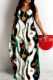 White Green Sexy Casual Print Backless Spaghetti Strap Long Dresses