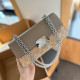 Deep Coffee Street Daily Letters Patchwork Metal Accessories Trim Chains Contrast Bags