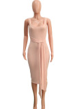 Pink Fashion Sexy adult Ma'am Solid Two Piece Suits pencil Long Sleeve Two Pieces