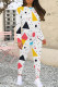 White Casual Print Patchwork O Neck Long Sleeve Two Pieces