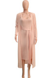 Pink Fashion Sexy adult Ma'am Solid Two Piece Suits pencil Long Sleeve Two Pieces