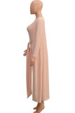 Pink Fashion Sexy adult Ma'am Solid Two Piece Suits pencil Long Sleeve Two Pieces