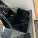 Black Casual Street Letters Patchwork Metal Accessories Trim Zipper Bags